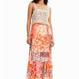 Long 2-in-1 patchwork dress